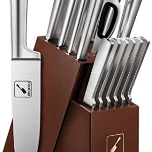 Knife Set - imarku Kitchen Knife Set 15 Pieces Japanese Stainless Steel Knife Block Set with Sharpener - Dishwasher Safe Kitchen Knives - Ultra Sharp Chef Knife Set for Kitchen, Best Mothers Day Gifts