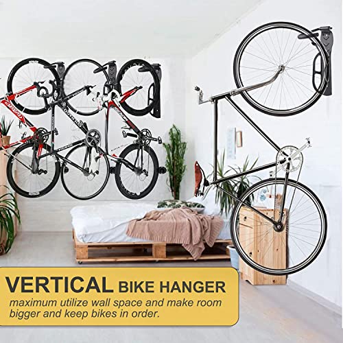 Bike Rack for Garage Wall Mount 4 Pack Vertical Bike Hooks Bicycle Hanging Hooks for Indoor Storage with Non-reversible Hooks