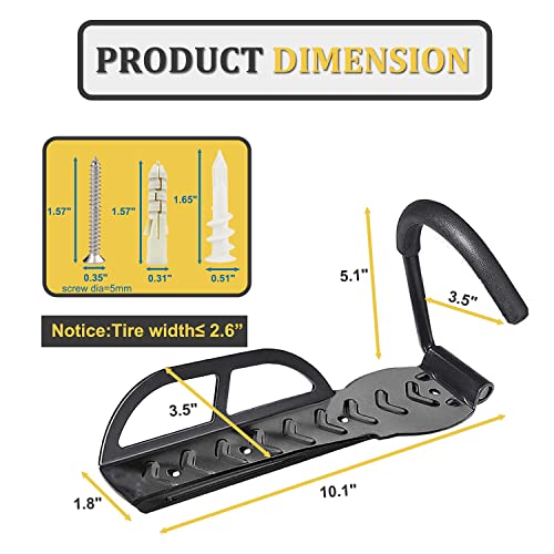 Bike Rack for Garage Wall Mount 4 Pack Vertical Bike Hooks Bicycle Hanging Hooks for Indoor Storage with Non-reversible Hooks