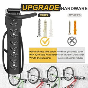 Bike Rack for Garage Wall Mount 4 Pack Vertical Bike Hooks Bicycle Hanging Hooks for Indoor Storage with Non-reversible Hooks