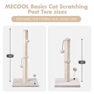 MECOOL 34” Tall Cat Scratching Post Premium Basics Kitten Scratcher Sisal Scratch Posts Trees with Hanging Ball for Indoor Cats (34 inches for Adult Cats, Beige)