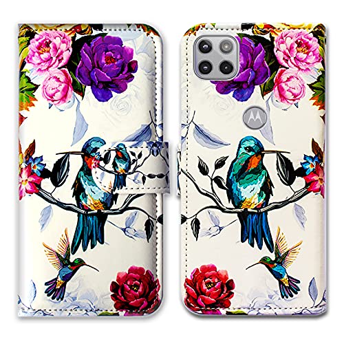 Bcov Motorola One 5G Ace Case, Hummingbird in Flowers Bird Leather Flip Phone Case Wallet Cover with Card Slot Holder Kickstand for Moto Motorola one 5G UW ace