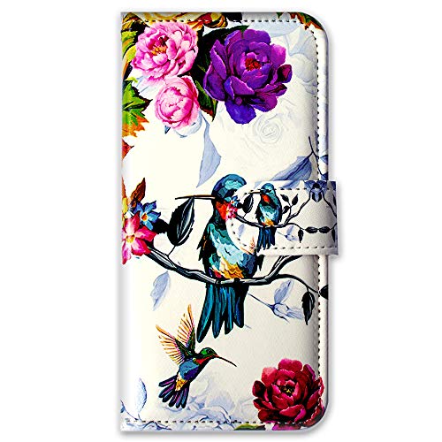 Bcov Motorola One 5G Ace Case, Hummingbird in Flowers Bird Leather Flip Phone Case Wallet Cover with Card Slot Holder Kickstand for Moto Motorola one 5G UW ace