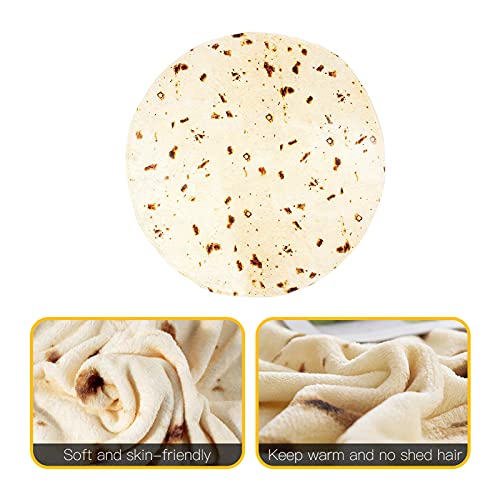 MJIYA Burrito Tortilla Wrap Blanket, Burrito Wrap Novelty Blanket Tortilla Towel for Adults/Kids, Giant Round Beach Towel/Throw Blanket/Picnic Blanket (Yellow, 59 inch)