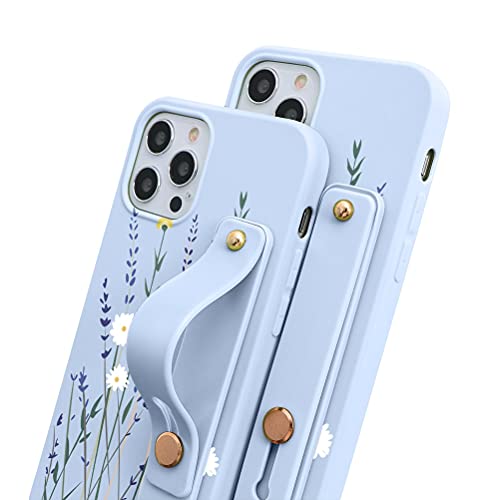 Yoedge Hand Strap Case for Samsung Galaxy A32 4G with Convertible Stand, Soft Silicone Shockproof Bumper Adjustable Wrist Strap Holder Cover Compatible with Samsung A32 4G - 6.4 inch, Art Flower