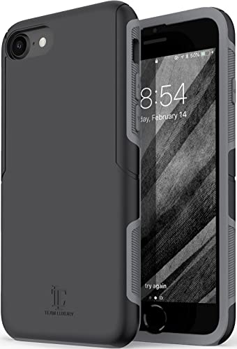 TEAM LUXURY iPhone SE Case 2022/2020, iPhone 8/7 Case, [Ultra Impact Resist] Shockproof Rugged Protective Case for Apple iPhone SE/8/7 Phone Case Cover 4.7", (Black/Gray)