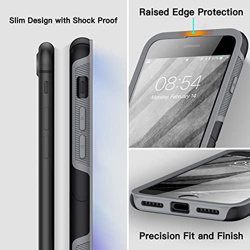 TEAM LUXURY iPhone SE Case 2022/2020, iPhone 8/7 Case, [Ultra Impact Resist] Shockproof Rugged Protective Case for Apple iPhone SE/8/7 Phone Case Cover 4.7", (Black/Gray)