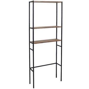 sunnydaze 3-tier over the toilet storage shelf - industrial style with freestanding open shelves with veneer finish and black iron frame - etagere bathroom space-saver organizer - 71-inch - teak color