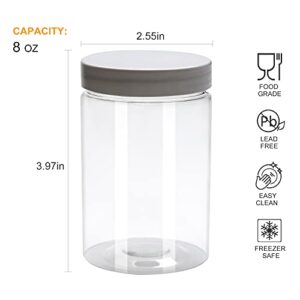 Accguan 25Pack 8oz Plastic Jar Storage Container with White Lids Airtight Clear Wide-mouth Slime Storage Jars for Cosmetic Cream Light Clay