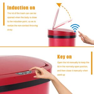 Hkeli 13 Gallon Trash Can Garbage Can Kitchen Trash Can Automatic Touch Free High Capacity 50 Liter for Bathroom Bedroom Home Office Waste Bin with Lid Brushed Stainless (Red) 17.3 x 13 x 23.6 inches