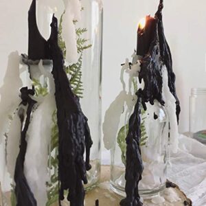 Candlestock Witch's Spooky Halloween Spell Drip Candle Bundle - Assortment of 10 Red White Black Dripping Candle Sticks