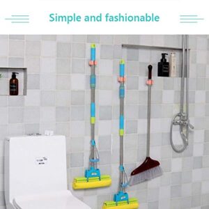 8PCS Broom Holder Wall Mount , No Drilling Self Adhesive Broom Holder, Broom and Mop Organizer Holer Cleaning Supplies Organizer（2Blue/2White/2Pink/2Grey)