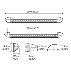 Dream lighting RV Exterior LED Porch Awning Lights 12v Slim Line Light Fixtures for Trailer Boat - 250lm Cool White Lighting 9.8in Pack of 2