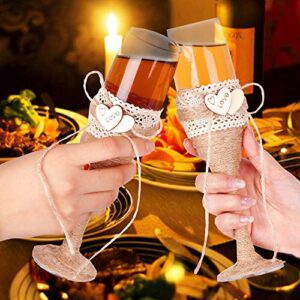 senover Rustic LOVE Wedding Cake Serving and Champagne Flute Glasses Set Bride and Groom Wedding Supplies for Engagement Wedding Gift Anniversary Present Christmas Gift