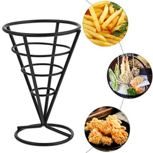 Yardwe French Fries Stand Cone Black Metal Diner Stand Holds French Fries for Home Parties/Backyard Picnics/Outdoor Events/Appetizers