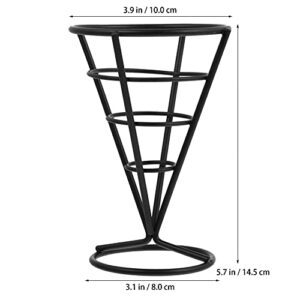 Yardwe French Fries Stand Cone Black Metal Diner Stand Holds French Fries for Home Parties/Backyard Picnics/Outdoor Events/Appetizers