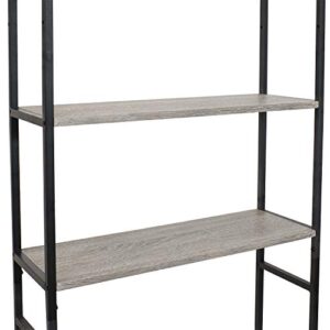 Sunnydaze 3-Tier Over-The-Toilet Storage Shelf - Industrial Style with Freestanding Open Shelves with Veneer Finish and Black Iron Frame - Etagere Bathroom Space-Saver Organizer - 71-Inch - Oak Gray