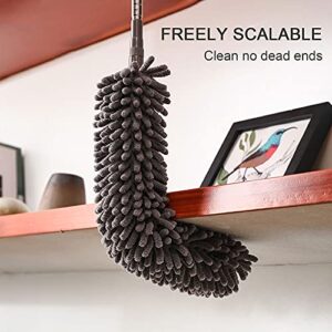 VMVN Microfiber Duster,Dusters for Cleaning with Extension Pole,Reusable Ceiling Fan Cleaner Feather Duster,Blade Blind Cleaning Tool