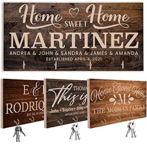 personalized key hook for wall - cuztomized wooden key hooks decorative for home kitchen farmhouse decor - custom organizer mother's day gift for key bill glass holder for entryway storage hallway c01