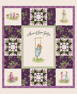 36" x 44" panel anne of green gables quilting swings cream cotton fabric panel (d573.49)