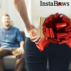 InstaBows Extra-Large 12" Pull Bow - Make a Statement with a Big Bow for Present - Perfect Large Gift Bow for Bikes, Appliances, Showers, Table Decorations & Events (Metallic Red)