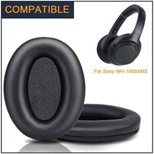 Earpads for Sony WH-1000XM3, A Pair of Replacement Ear Cushion Pads with Protein Leather and Memory Foam for Sony WH 1000XM3 Noise canceling Stereo Headset, Black