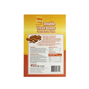 Ultra Chewy Double Treat Bones, Dog Treats, Made in The USA, Healthy Treats, Easy to Digest, Promotes Dental Health, Peanut Butter Flavor (24 Count)