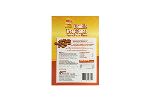 Ultra Chewy Double Treat Bones, Dog Treats, Made in The USA, Healthy Treats, Easy to Digest, Promotes Dental Health, Peanut Butter Flavor (24 Count)