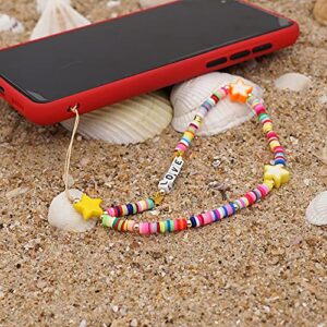 SUKPSY Cell Phone Lanyard Straps Colorful Polymer Clay Acrylic Wrist Lanyard for Cell Phone Purse Camera Keychain Car Key Decoration