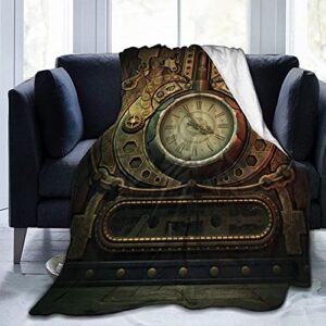 gaseekry blanket clock graphics steampunk fleece flannel throw blankets for couch bed sofa car,cozy soft blanket throw queen king full size for kids women adults 80"x60"