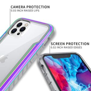 Sicher Designed for iPhone 12 Pro Max Case 6.7 Inch, Military Protective, Color Changing Durable Aluminum Frame, with [2 x Tempered Glass Screen Protector], 6.6Ft Drop Tested, Shockproof, Iridescent