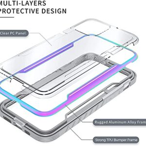 Sicher Designed for iPhone 12 Pro Max Case 6.7 Inch, Military Protective, Color Changing Durable Aluminum Frame, with [2 x Tempered Glass Screen Protector], 6.6Ft Drop Tested, Shockproof, Iridescent