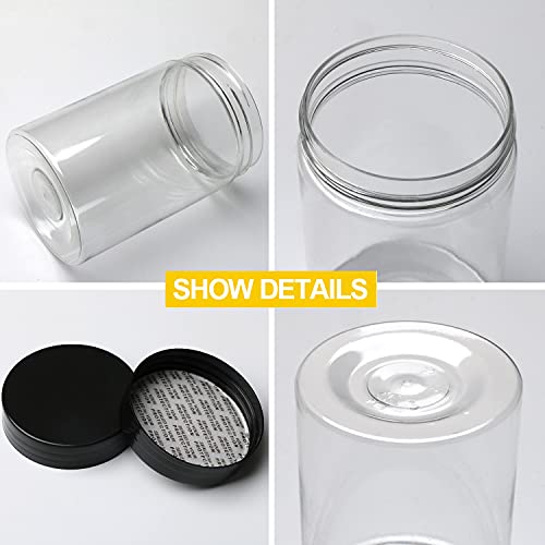 Accguan 25Pack 8oz Plastic Jar Storage Container with Black Lids Airtight Clear Wide-mouth Slime Storage Jars for Cosmetic Cream Light Clay