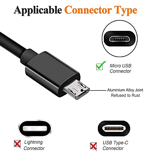 KAHEAUM Micro USB Cable 10ft High Speed Data Transfer Fast Charging Android Phone Charger Cord for Kindle Fire Samsung Galaxy Note 5 4 S6 Edge J7 J7V J5 J3 LG E4 E5 E6 Tablet PS4 Xbox Car-Black