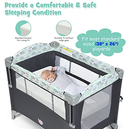 BABY JOY Pack n Play Baby Mattress Pad, 3'' Thick Foldable Mini Toddler 38''x26'' Crib Mattress w/Carrying Bag, Removable Zippered Cover, Portable Playard Mattress for Baby Toddlers