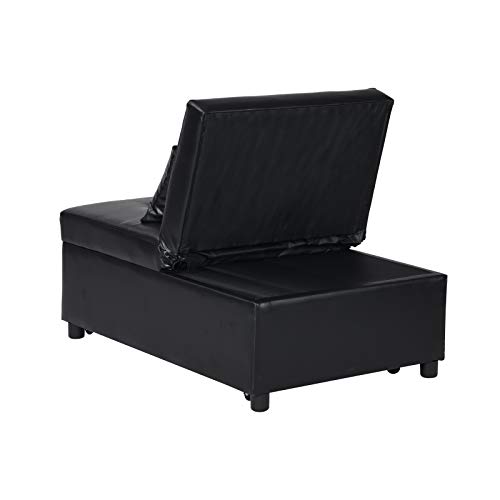 Voefen 4 in 1 Multi-Functional Black Faux Leather Sofa Bed Convertible Adjustable Backrest for Small Room,Dorms, Apartments, Studios,Office ORW31123889-7218-1521153611 39.76(L)*26.77(W)*29.92(H)