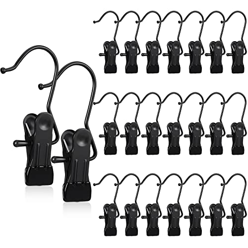 Boot Hanger for Closet, Laundry Hooks with Clips, Boot Holder, Hanging Clips, Portable Multifunctional Hangers Single Clip Space Saving for Jeans, Hats, Tall Boots, Towels (Black, 48 Pieces)