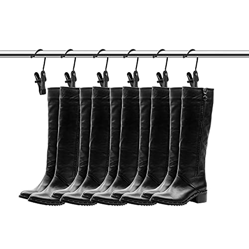 Boot Hanger for Closet, Laundry Hooks with Clips, Boot Holder, Hanging Clips, Portable Multifunctional Hangers Single Clip Space Saving for Jeans, Hats, Tall Boots, Towels (Black, 48 Pieces)
