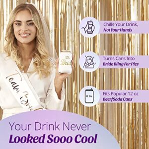BRIDE'S BABES Bachelorette Party Can Sleeves - 11 Pack Insulated Neoprene Drink Holders for Regular Cans Bottles | Decorations, Supplies & Favors (Retro Rainbow)