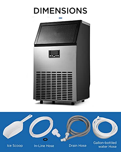 ADT Commercial Ice Maker Machine Freestanding for Restaurants Bars, Homes and Offices (100LBS, 24Hours)