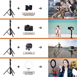 Geekoto Cell Phone Tripod: Extendable Phone Tripod,Selfie Stick with Remote,Heavy-Duty Aluminum Built,for iPhone&Android Phone/Camera/Gopro