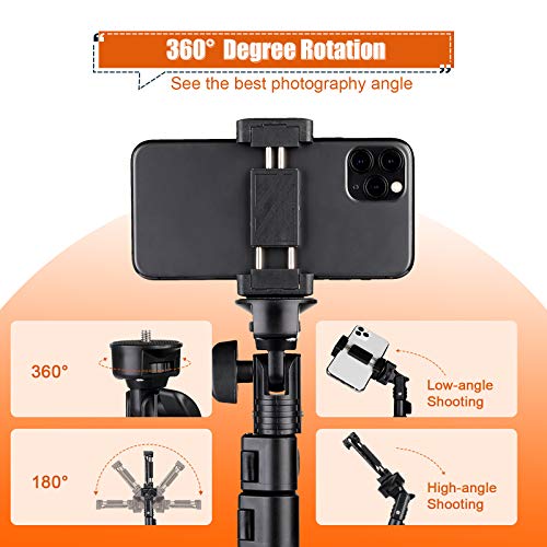 Geekoto Cell Phone Tripod: Extendable Phone Tripod,Selfie Stick with Remote,Heavy-Duty Aluminum Built,for iPhone&Android Phone/Camera/Gopro