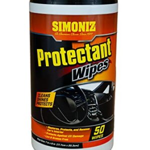 Simoniz Auto Protectant Wipes – Interior Detailer for Convenient Protection & Cleanup – Includes 50 Wipes for All Interior Surfaces Including Dashboards & Seats - Great for Cars, Trucks, SUVs, Boats
