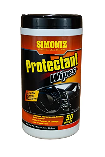 Simoniz Auto Protectant Wipes – Interior Detailer for Convenient Protection & Cleanup – Includes 50 Wipes for All Interior Surfaces Including Dashboards & Seats - Great for Cars, Trucks, SUVs, Boats