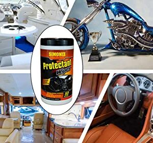 Simoniz Auto Protectant Wipes – Interior Detailer for Convenient Protection & Cleanup – Includes 50 Wipes for All Interior Surfaces Including Dashboards & Seats - Great for Cars, Trucks, SUVs, Boats