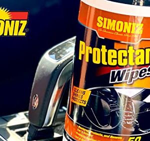 Simoniz Auto Protectant Wipes – Interior Detailer for Convenient Protection & Cleanup – Includes 50 Wipes for All Interior Surfaces Including Dashboards & Seats - Great for Cars, Trucks, SUVs, Boats