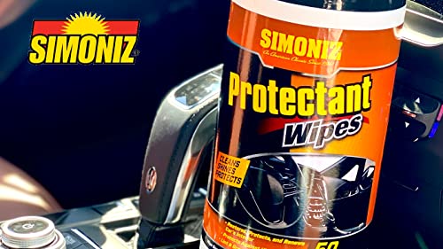 Simoniz Auto Protectant Wipes – Interior Detailer for Convenient Protection & Cleanup – Includes 50 Wipes for All Interior Surfaces Including Dashboards & Seats - Great for Cars, Trucks, SUVs, Boats