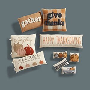 Mud Pie Fall Mini Hooked Pillow, 1 Count (Pack of 1), Pumpkin Tri