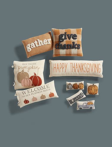 Mud Pie Fall Mini Hooked Pillow, 1 Count (Pack of 1), Pumpkin Tri