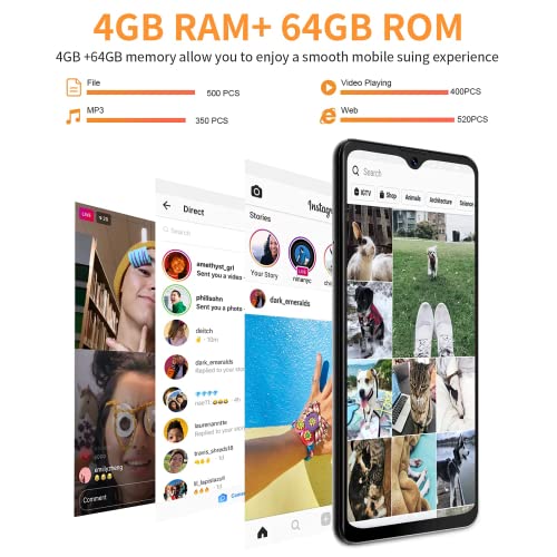 Blackview Unlocked Smartphones, A80 Plus, Dual sim Unlocked Cell Phones, Bundle Android 10 OS 4GB+64GB ROM, 6.5" HD+, Fingerprint Face Detection, 4680mAh Capacity Battery, 4G tmobile Android Phone